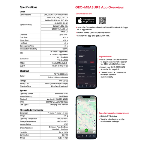 GEO‑MEASURE: Handheld GNSS RTK Receiver