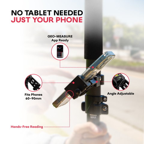 Carbon Fiber Survey Pole with Phone Mount and Collapsable Latch Lock (5.91ft/1.8m, 5/8" Thread)