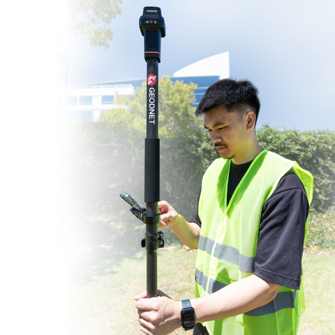 Carbon Fiber Survey Pole with Phone Mount and Collapsable Latch Lock (5.91ft/1.8m, 5/8" Thread)