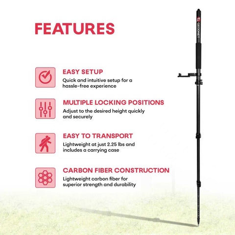Carbon Fiber Survey Pole with Phone Mount and Collapsable Latch Lock (5.91ft/1.8m, 5/8" Thread)